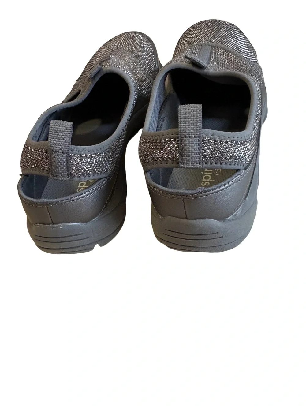 Easy Spirit Rayfield Silver Glitter Slip On Mule Athleisure Clog Comfort